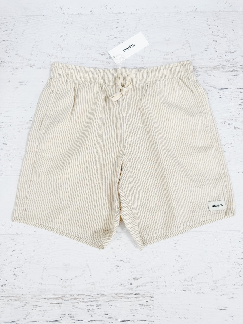 NWT Tan Rhythm Seersucker Stripe Shorts Size 32